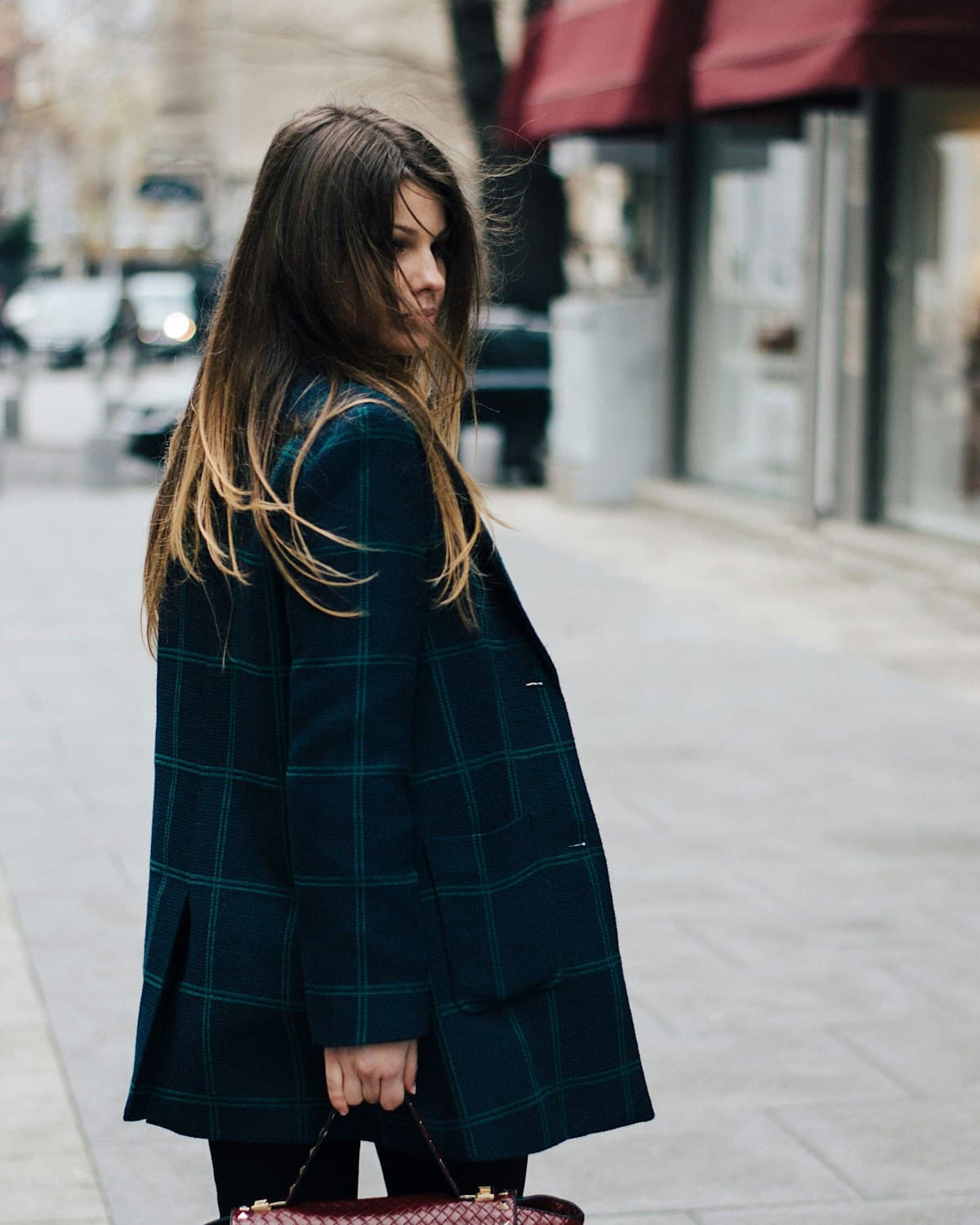 Check Wool Overcoat